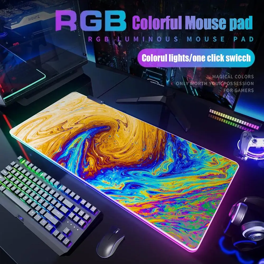 

Art Strata Liquid Mouse Pad Gamer Rgb Desk Mat Back Light Led Mousepad Setup Gaming Accessories Deskmat Big Mousepepad Backlight