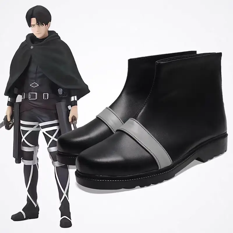 リヴァイ・アッカーマン-コスプレシューズ-進撃の巨人-カスタムメイドシューズ-ハロウィン-カーニバル-コスプレ-リヴァイ・アッカーマン-シューズ