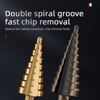 HSS Straight Fluted Pagoda Step Drill 3Pcs 5Pcs 6Pcs Cloth Bag Hex Shank Reamer Bit Set Titanium Coated Wood Metal Hole