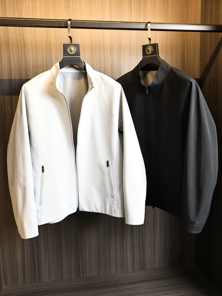 Advanced Drape Men's Casual Stand Collar Jacket Spring ODM Company Single Blade Cut Skin-friendly Fashion Urban Style