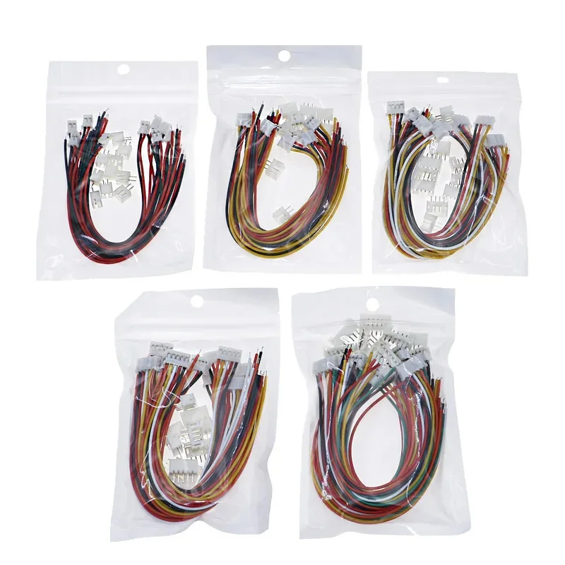 50Sets PH2.0 2P 3P 4P 5P 6 Pin Connector Plug  Socket Assortment Kit With 150mm Wires Cables