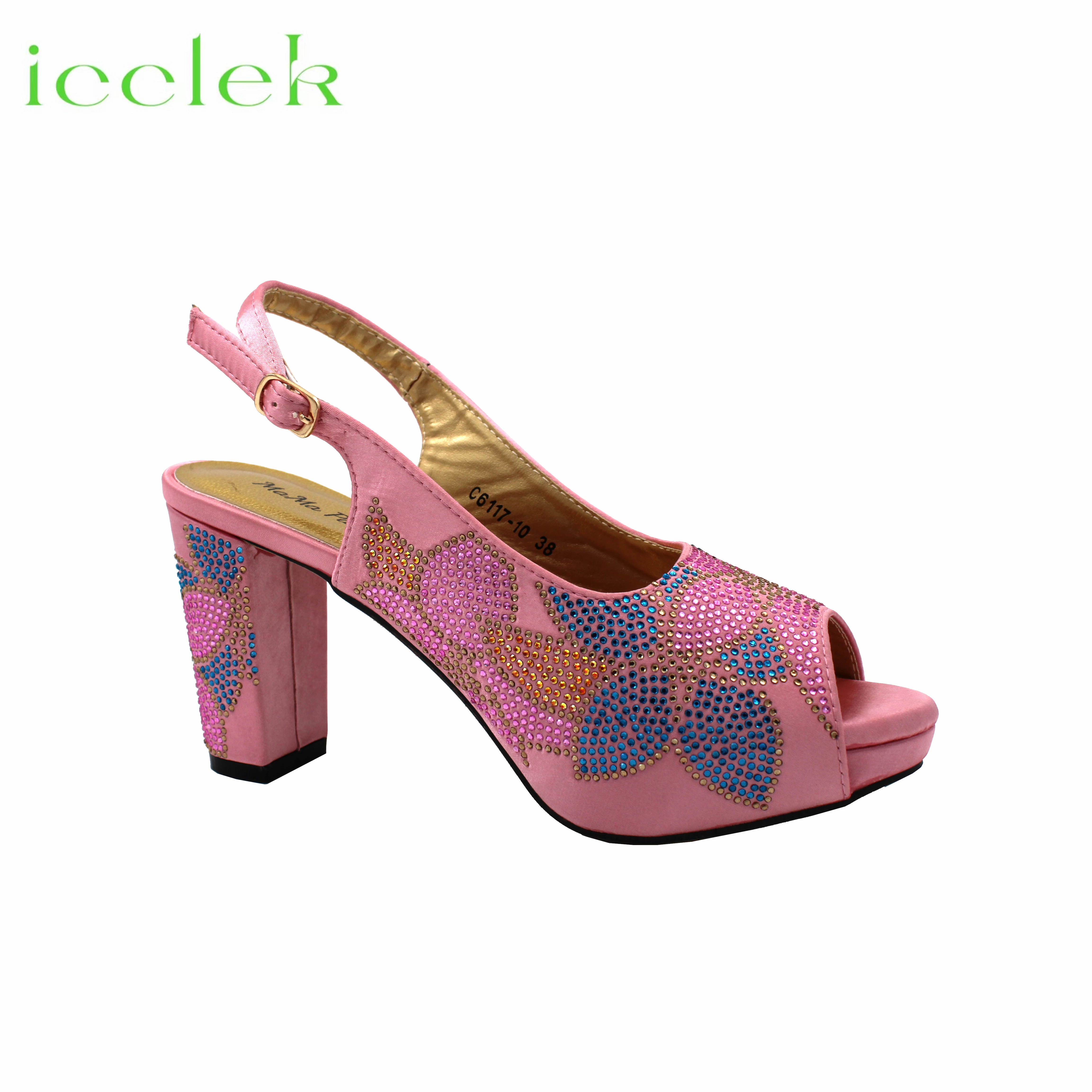 Baby Pink Flower Pattern Mature Pumps African Design Women Matching Shoes and Bag with Platform High Quality Sandals for Wedding