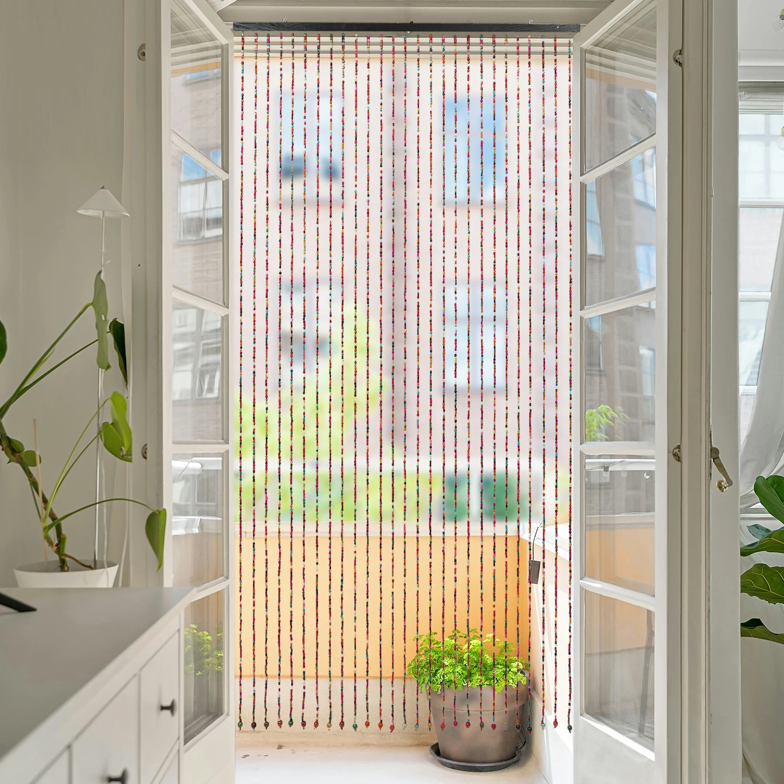 Bamboo Wood Beaded Curtain Wear Resistance Doorway Bead String Curtain Easy To Store for Wall Decoration/Room Divider