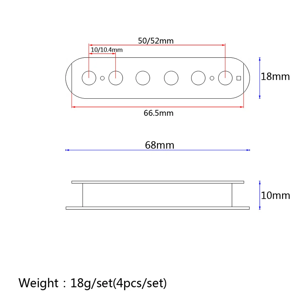 

4Pcs Double Coil Pickup Covers Humbucker Slug Bobbin 50Mm 52Mm Plastic Replacement Parts Professional Accessories for Electric