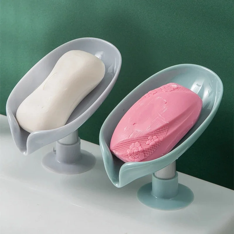 Soap Dish Leaf Soap Box Drain Soap Holder Bathroom Shower Soap Holder Dish Storage Plate Tray Bathroom Supplies Soap Container