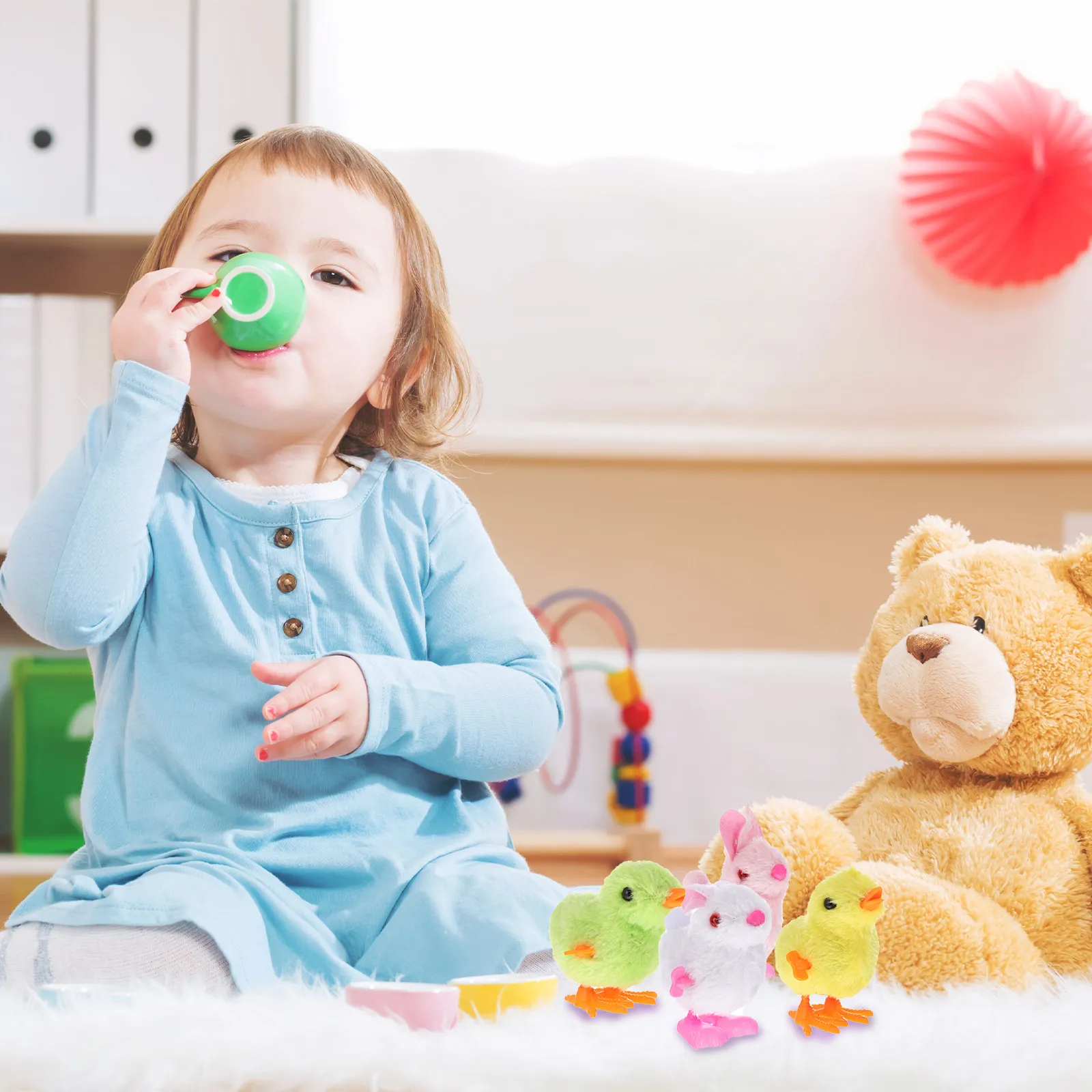 

6Pcs Adorable Chick Bunny Clockwork Wind Up Playthings for Children Birthday Easter Party Fun Wind-Up Toys Clockwork Toys