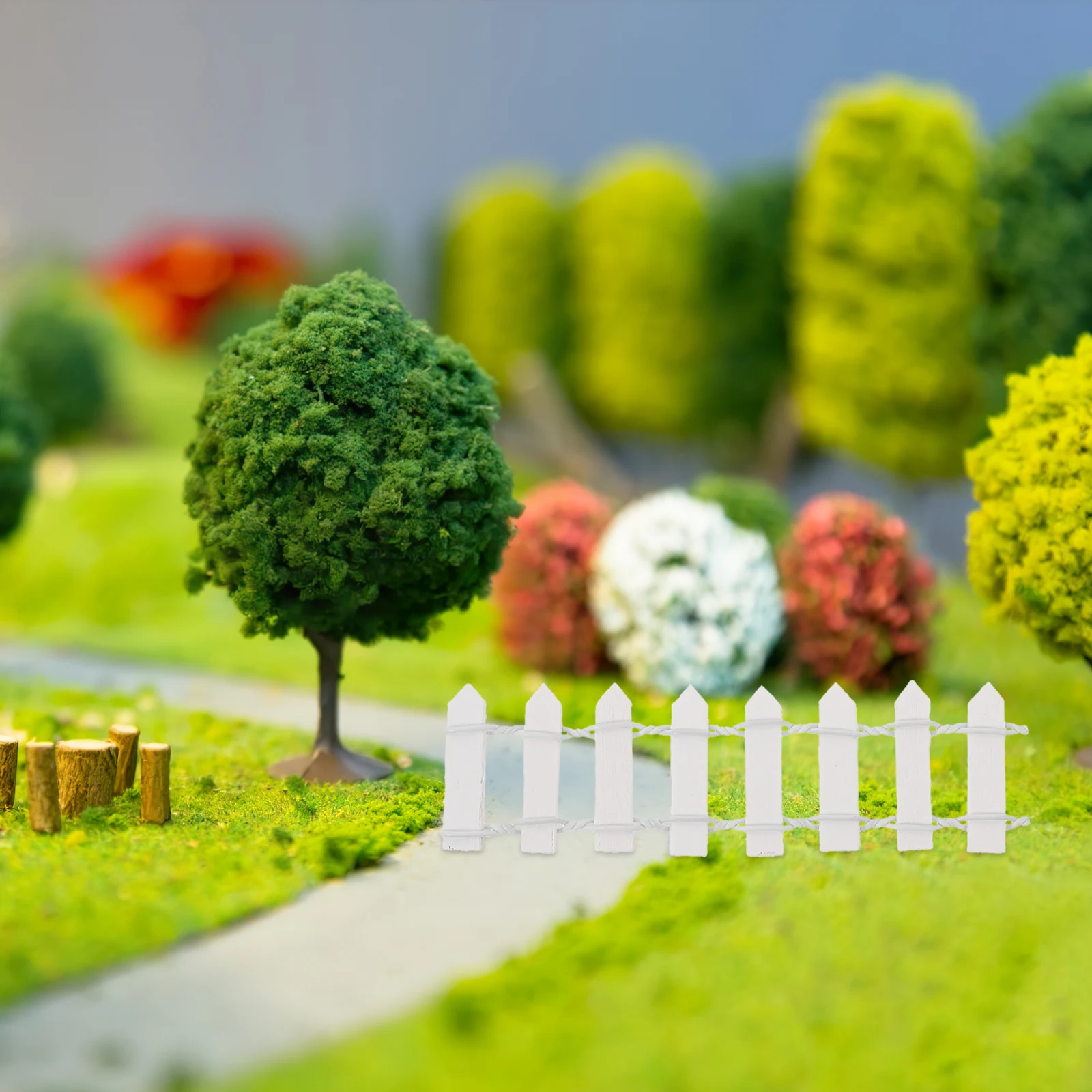 

15pcs Miniature Fence Set Small Garden Decor Succulent Plants Sand Table DIY Wooden Colorful Fencing Pink White Blue Purple