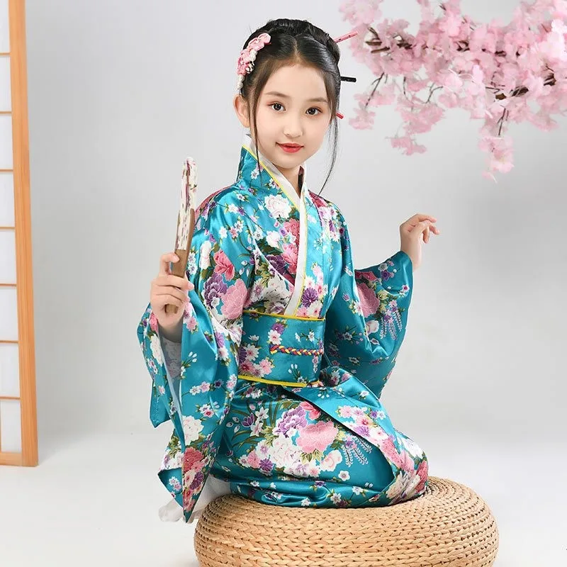 2026 Creative New Girls' Kimono Japanese Traditional Improved Printed Robe Kimono Children's Long Sleeve Breathable Kimono LI682