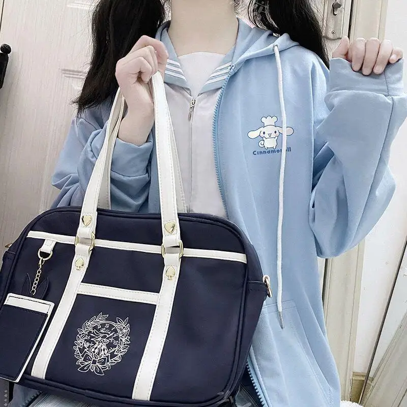 

Sanrio New Japanese Jk Coat Hoodie Kuromi Hello Kitty Cardigan Hooded Loose Printing Long Sleeves All-Match Best Friend Dress