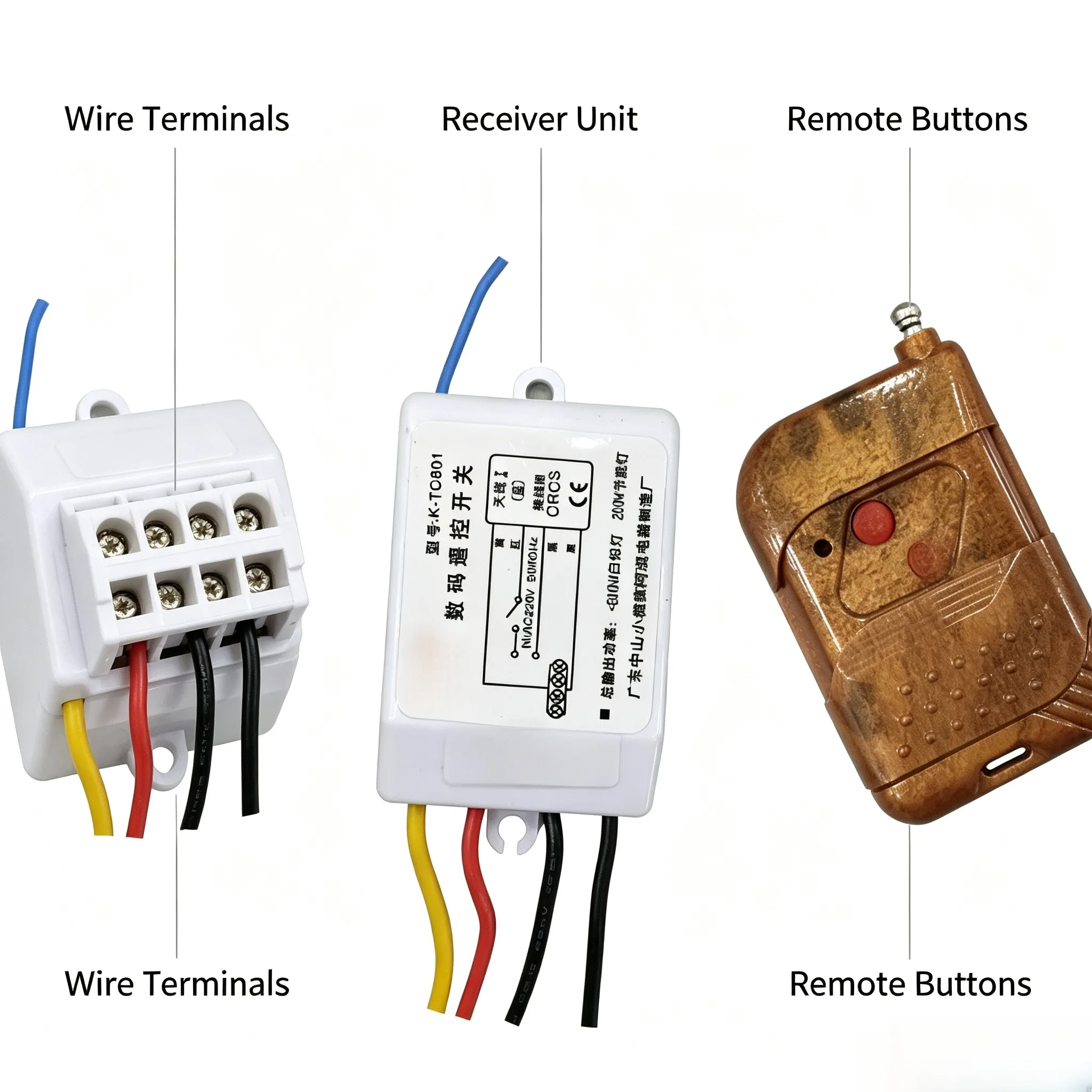 220V RF Wireless Light Switch Controller For LED Ceiling Lamp 80M Range Wall Mountable Receiver Compatible With Home Systems