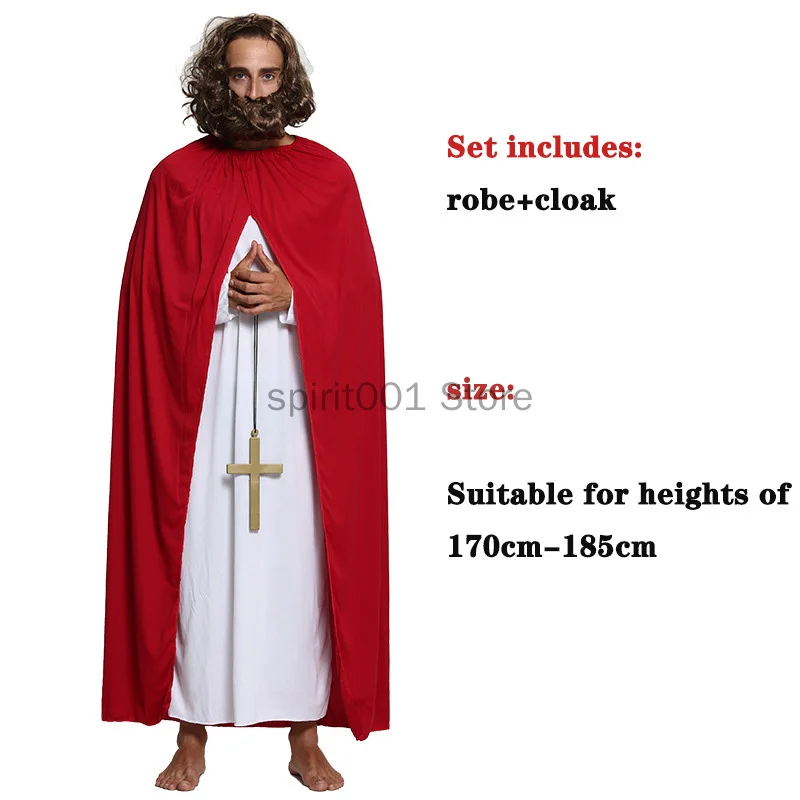 Halloween Adult Children Christ Jesus Virgin Mary Cosplay Costume For Men Women Jesus Robe Cloak Uniform Set Purim Party Outfits