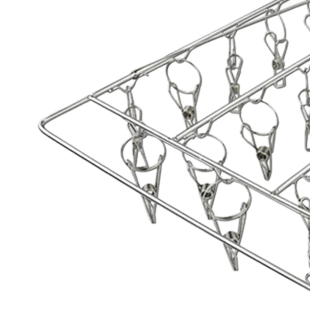 

Square Sock Drying Rack Metal 26 Pegs Laundry Hanger Space Saver Windproof Clothes Clips Square Sock Drying Rack