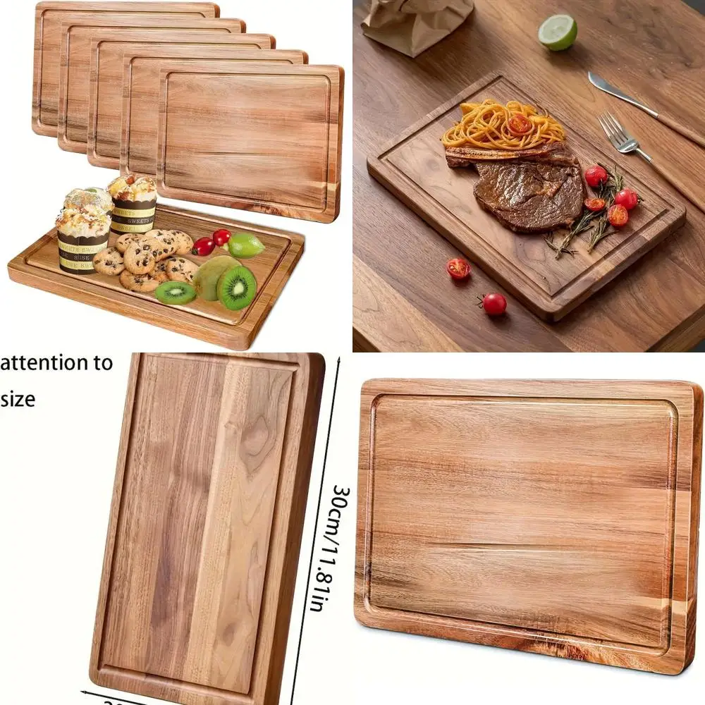 

Кухонный мясной блок, деревянная разделочная доска толщиной 0,6 с ручками и пазом для сока, 7,9x11,8, доска для сыра и мясных изделий (6)