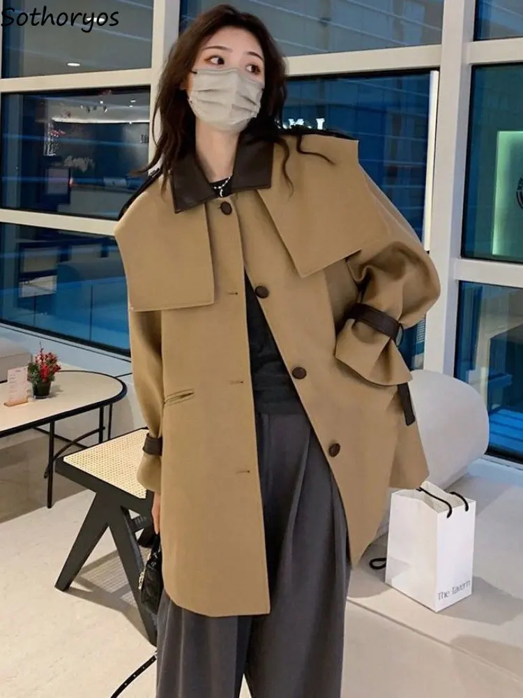 

Trench Women Design Retro Panelled Streetwear Casual All-match Loose Temperament Personality Korean Style Fashion Daily Ladies