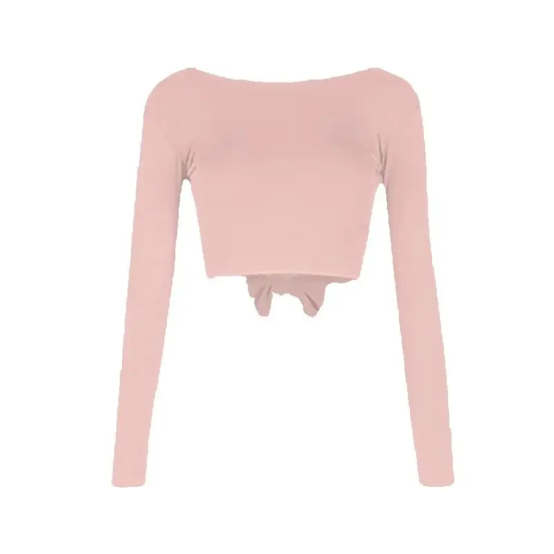 여성 라틴 댄스 의류 여성 긴 소매 백 스트랩 탑 트레이닝 탑 성인 라틴 댄스 공연 의상 SL11232