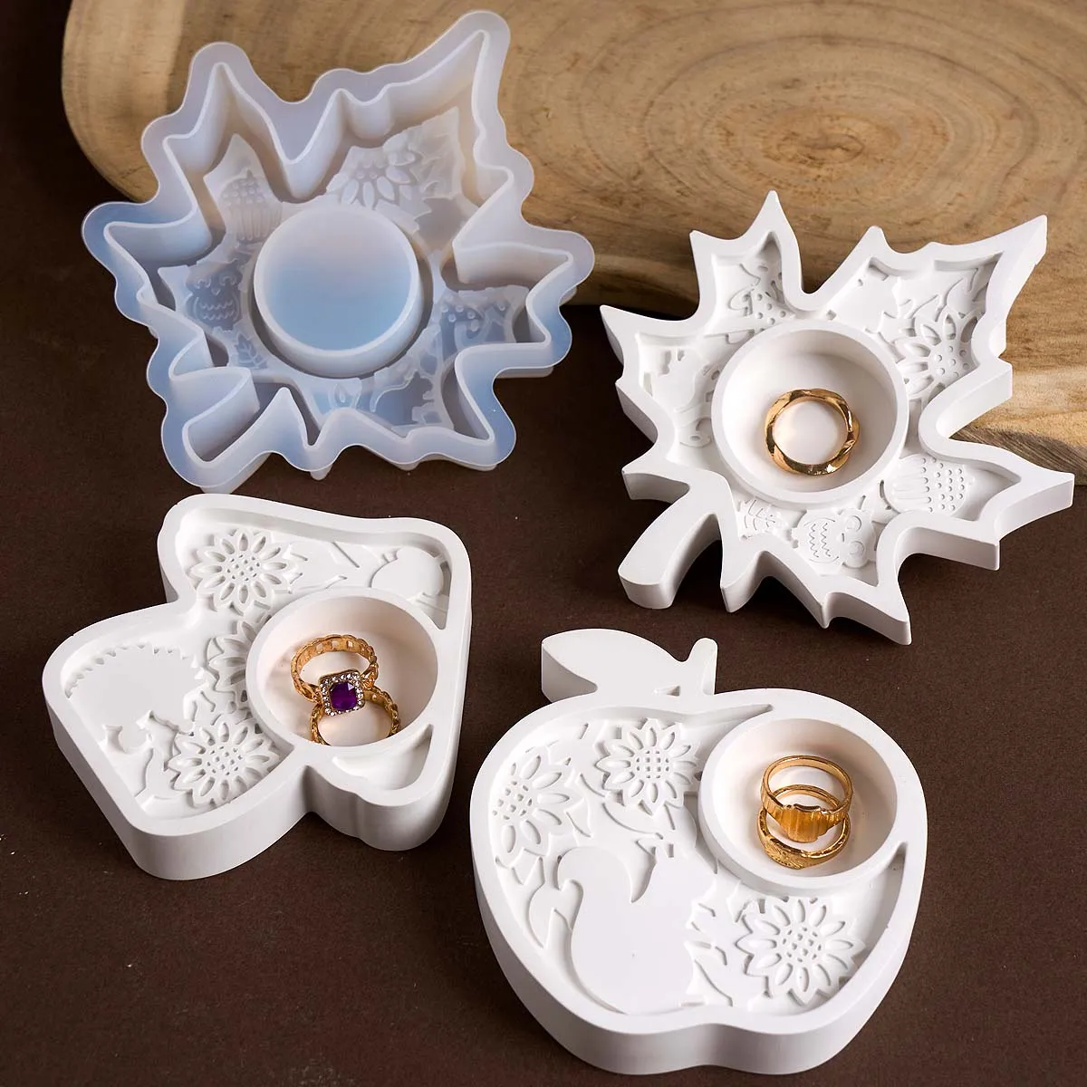 Ahornblatt Pilz Apfel Kerzenständer Form DIY Relief Muster Kerzenhalter Silikon Formen Gips Harz Handwerk Machen Home Deco