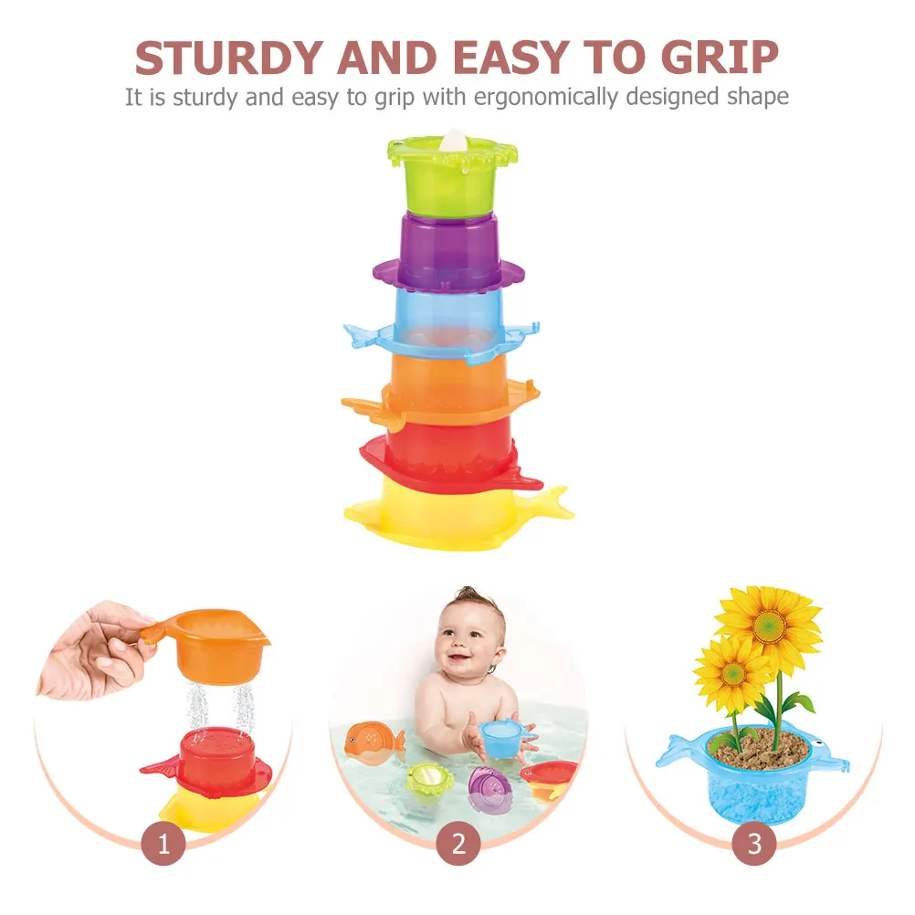 1 セット 1 セットスタッキングカップ明るい色人間工学に基づいたデザイン幼児ビーチバスプール強化手と目の調整砂タイマー形状