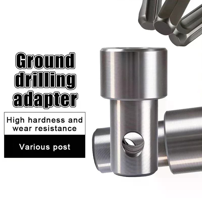 Earth Auger Adapter Tool 4 Interface Types Round Hexagonal Handle Earth Auger Adapter Tools For Drill Wrench Hammer Machine
