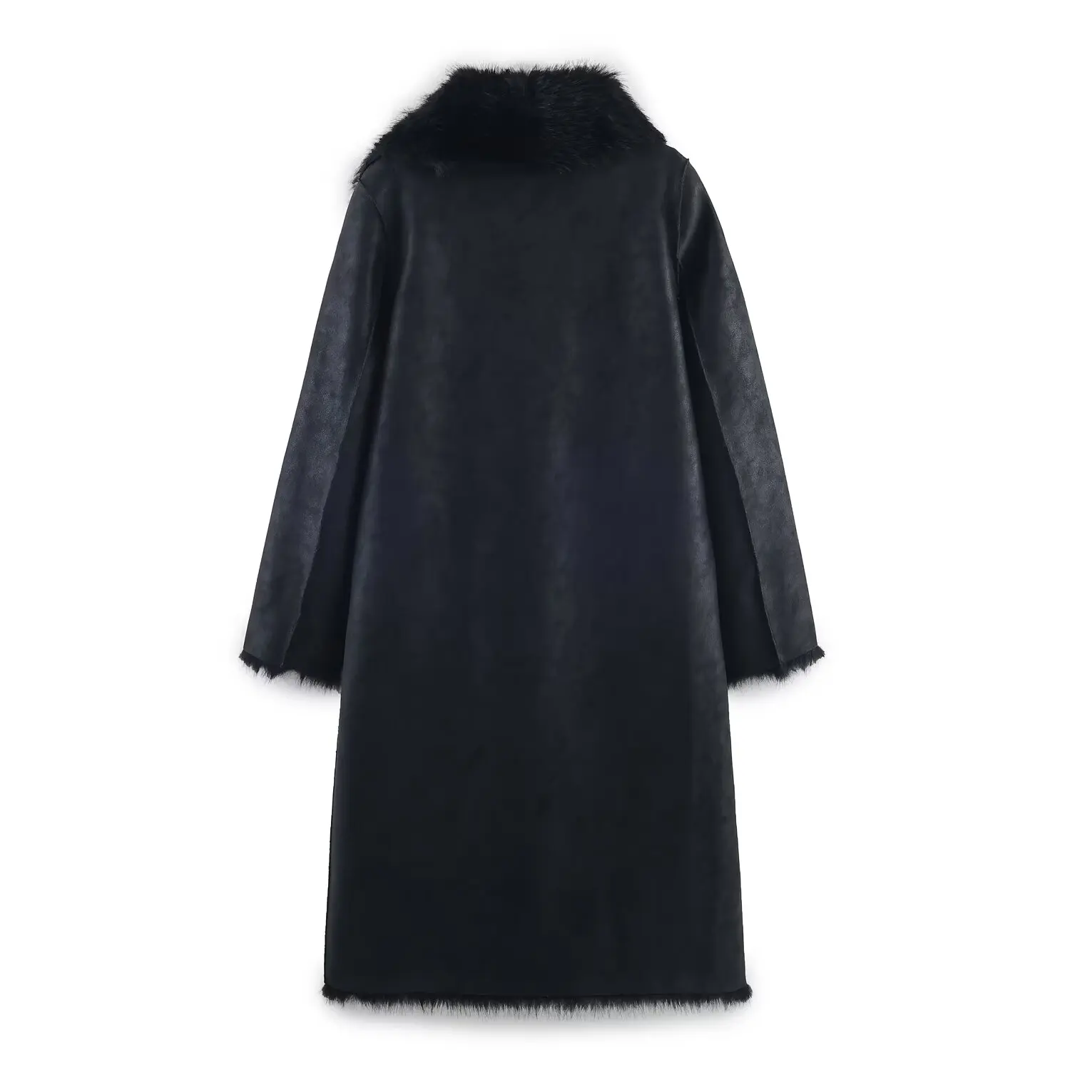 DiYiG WOMAN 2025 خريف موضة جديدة تأثير الفرو الصناعي معطف على الوجهين ريترو كم طويل كل مباراة التلبيب معطف ملابس خارجية Mujer