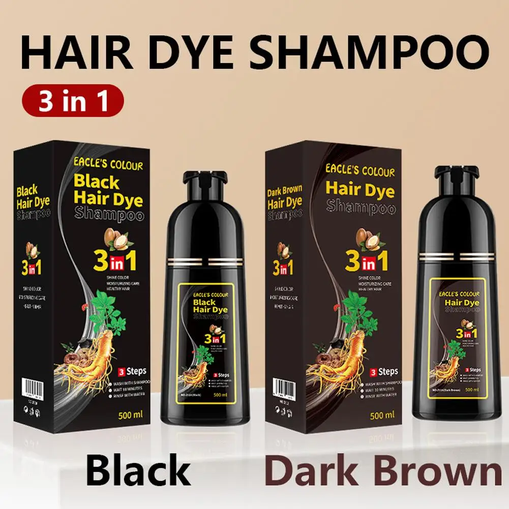 3 In 1 Instant Hair Dye Shampoo Quick Coloring Shampoo Gray White Cover Natural Plant Fast Dye Long Lasting Dye Shampoo