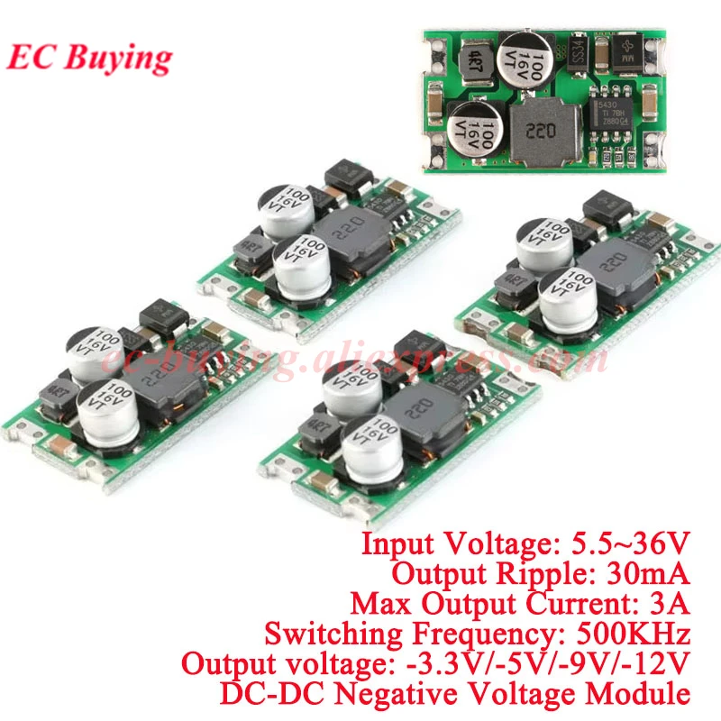 10Pcs/1pc DC-DC Negative Voltage Power Supply Module Converter Board Reverse Voltage Output -3.3V/-5V/-9V/-12V 5.5-36V Input