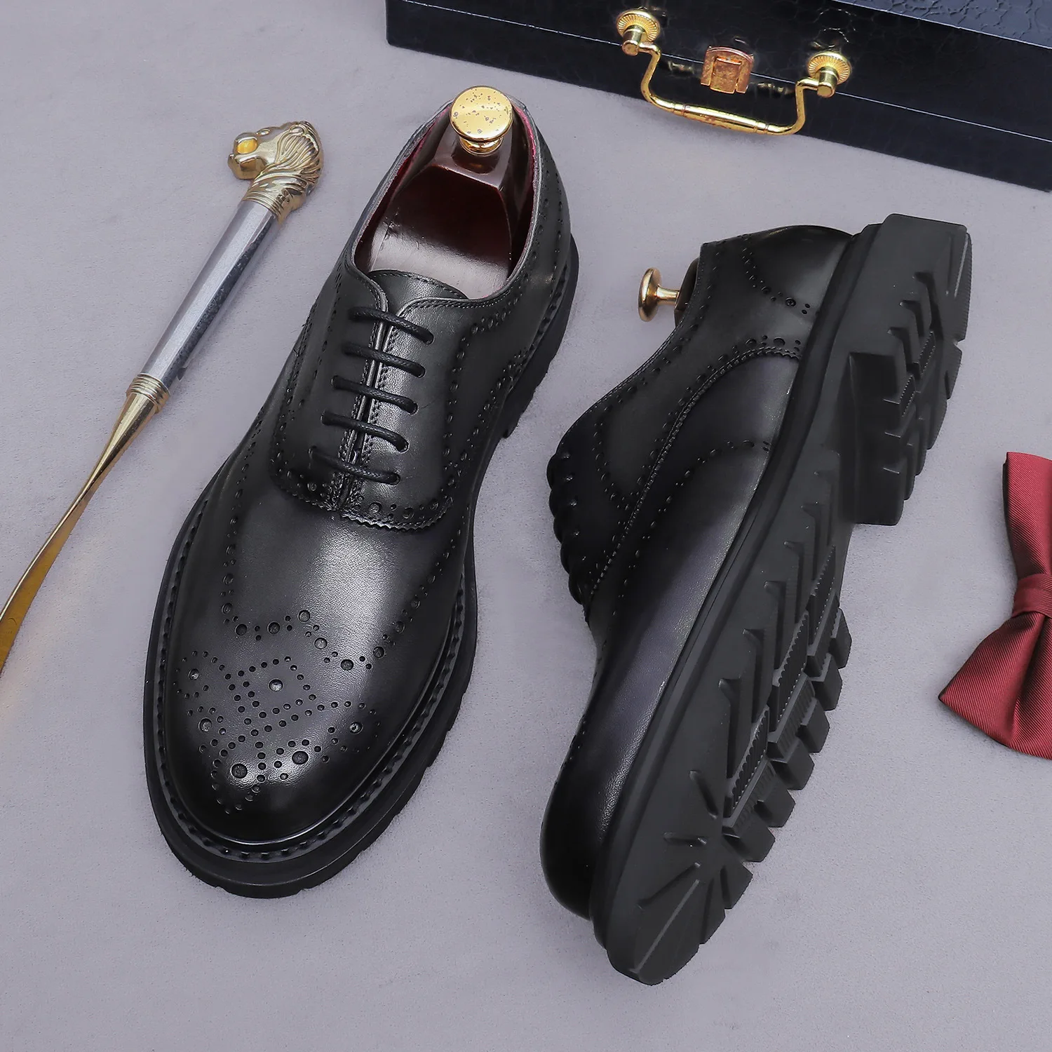 New Men Brogue Carved Wedding Dress Shoes Genuine Calfskin Leather Business Casual Popular Formal Shoes For Men