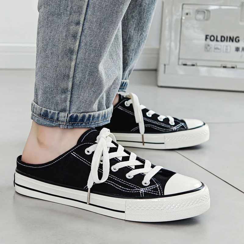 Men's Couple's Large-sized One-piece Pair of New Fashionable Casual High-quality and Versatile Half-length Canvas Board Shoes