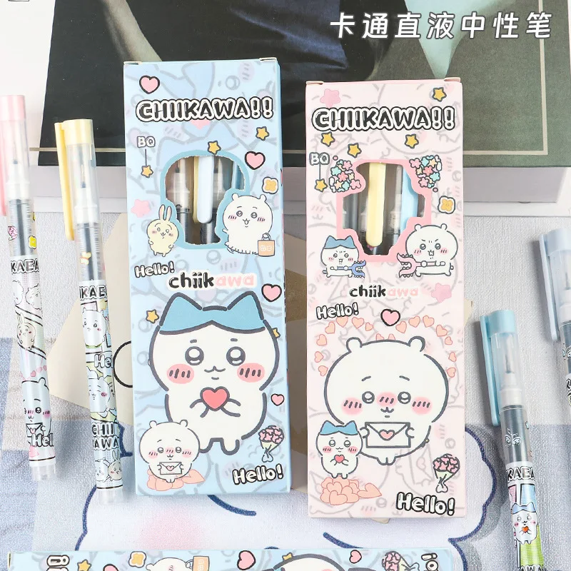 

4pcs/Set Kawaii Cartoon Gel Pen Set Straight Liquid Type Ballpoint Gel Pen 0.5mm Quick-Drying Smooth Black Gel Ink Pen