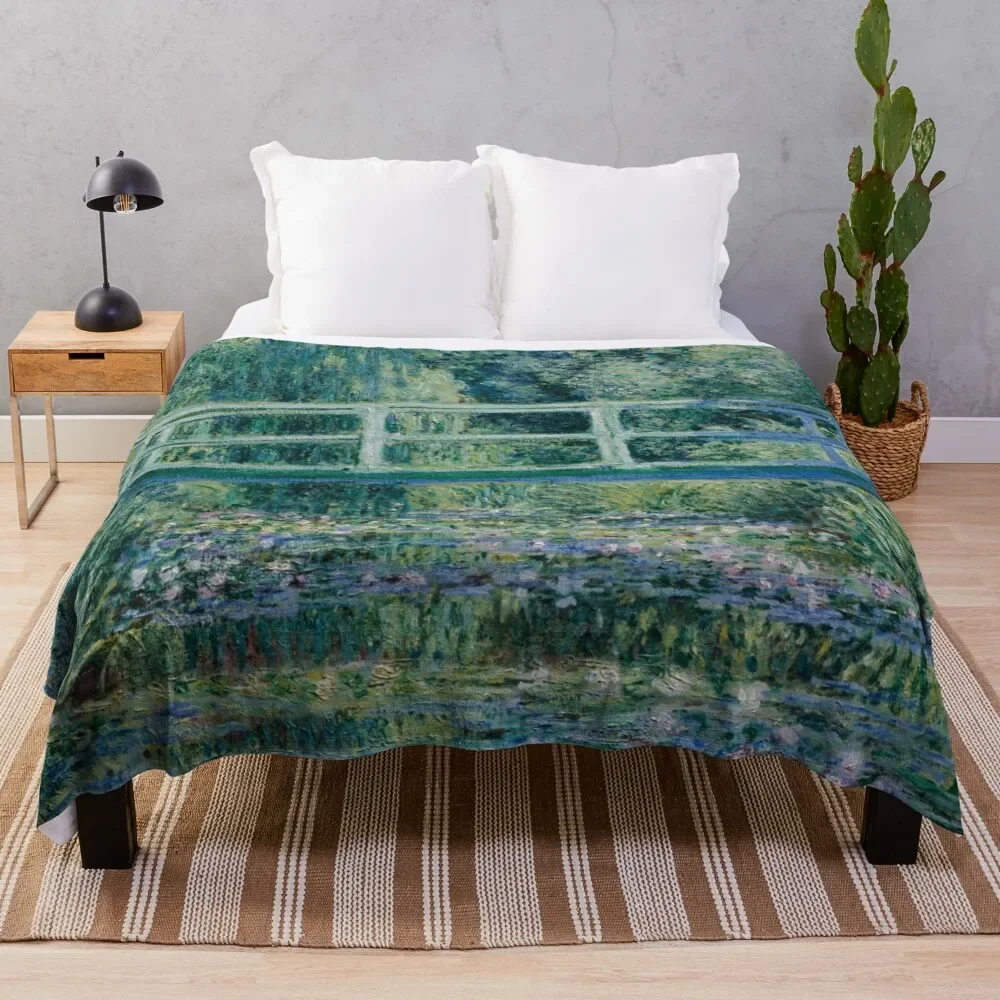 

Claude Monet Bridge over a pond of water lilies Throw Blanket Retros Winter beds Blankets