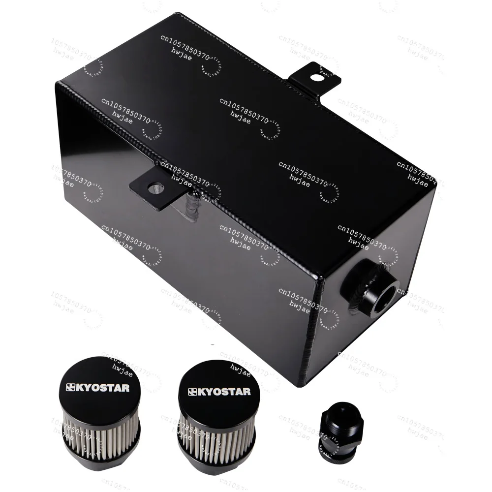 Universal Aluminum Black Diesel Drain Baffled Dual Twin Filter Breather 3L Oil Catch Can 12an