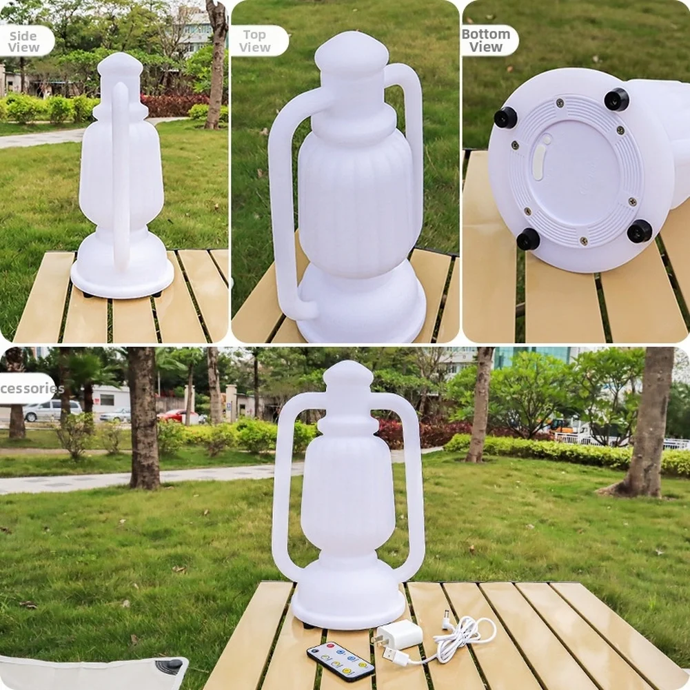 Waterproof Vintage LED Camping Lantern, Rechargeable Tent Light With Remote Control For Outdoor Hiking  Lighting