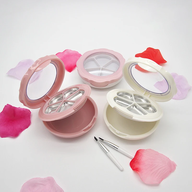 1pcs ดอกไม้ที่ว่างเปล่า 5 กริดแป้งอายแชโดว์ขนาดกะทัดรัดลิปสติกคอนเทนเนอร์ DIY Blush กล่องแปรงและกระจก