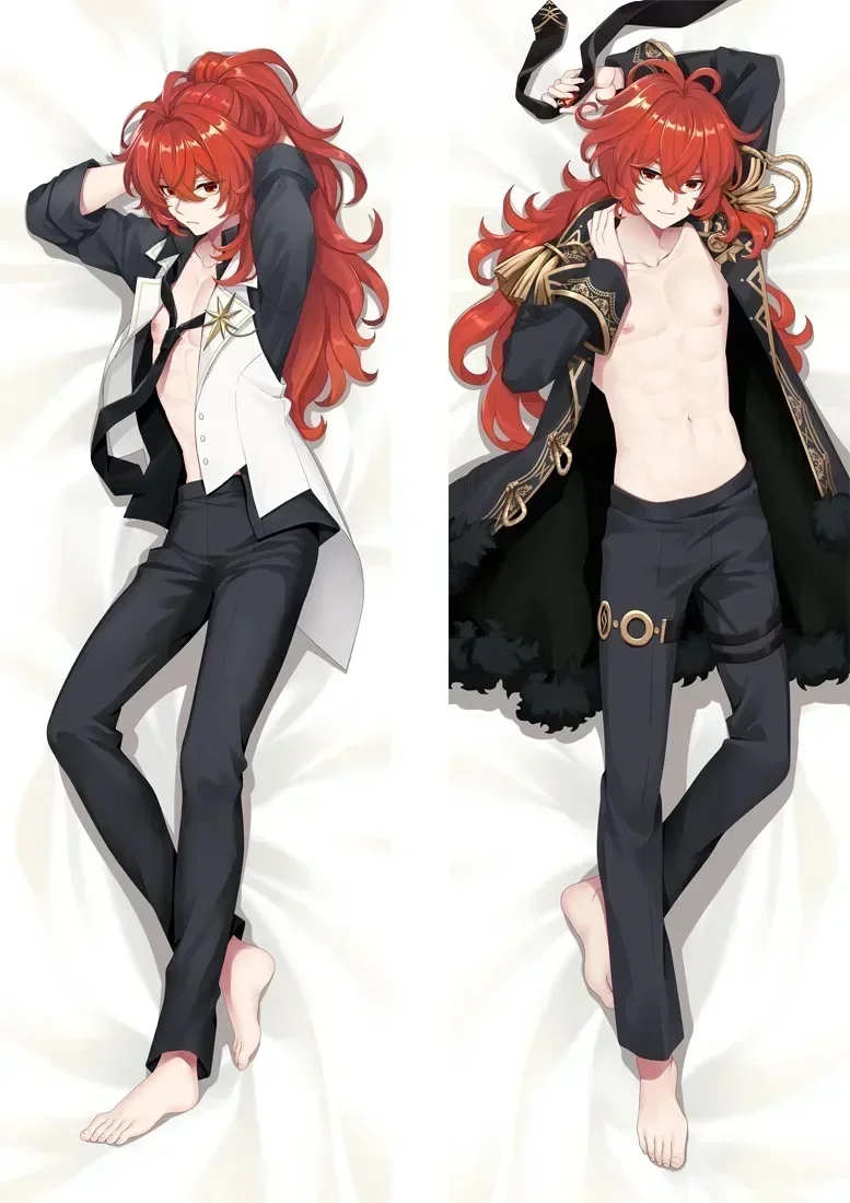 180cm Genshin Impact Diluc Dakimakura Cover Cool Man Pillow Cover Hugging Body Pillow Case Bedroom Bedding Cushion Cover