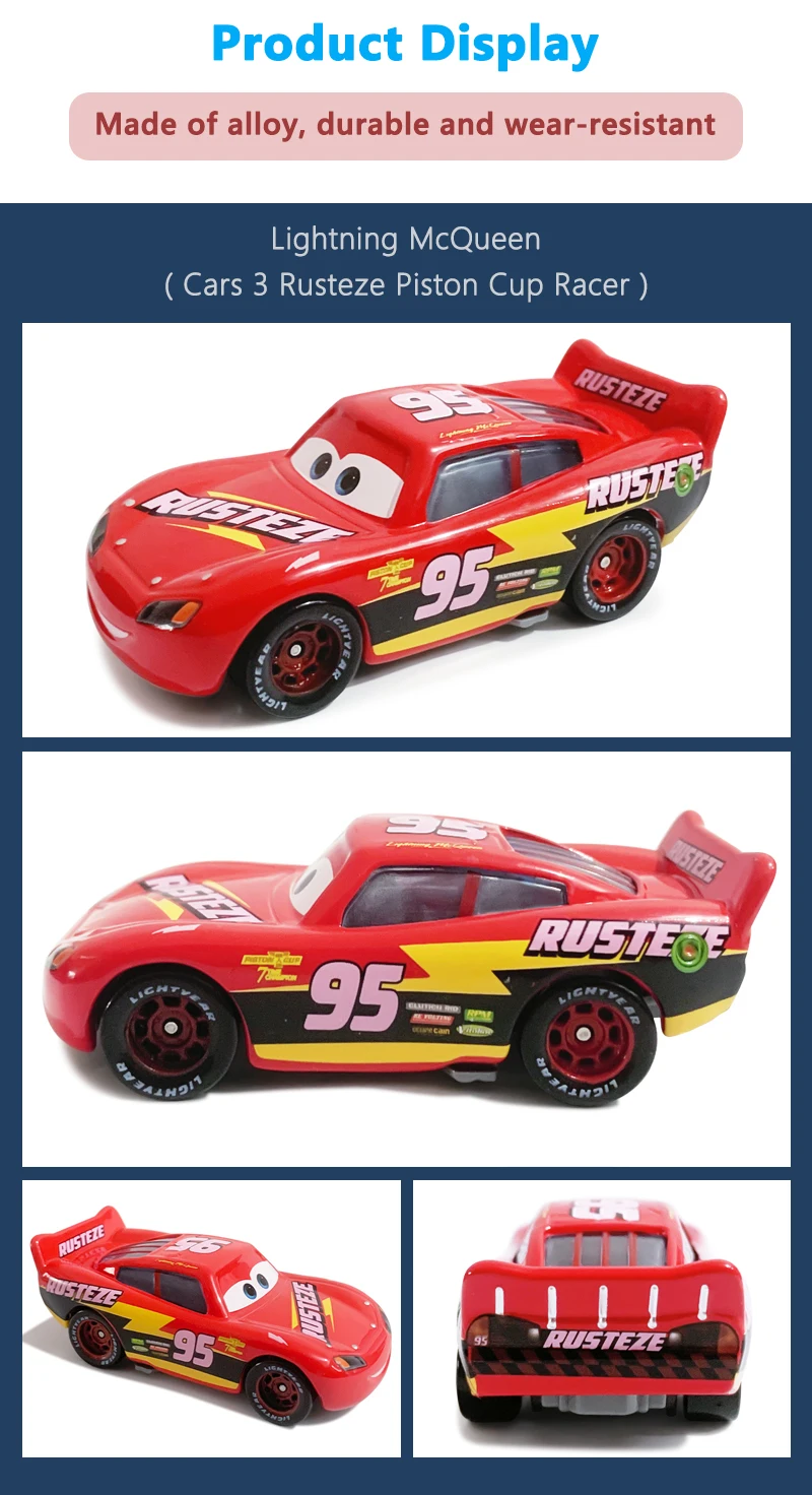 Cars Anime-Charakter Rusteze Piston Cup Racer Lightning McQueen 1:55 Metalllegierung Druckguss-Automodell Kinderauto-Spielzeug Geschenk – Detail 5
