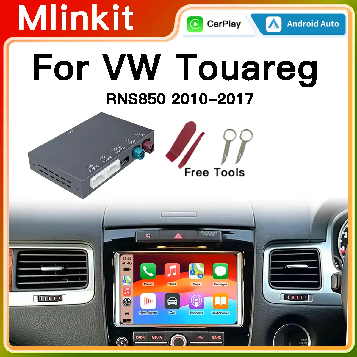 وحدة تعديل السيارات اللاسلكية الجديدة Carplay Android لـ Volkswagen RNS 850 Touareg 2010-2018 تدعم وظائف السيارة VW OEM #1