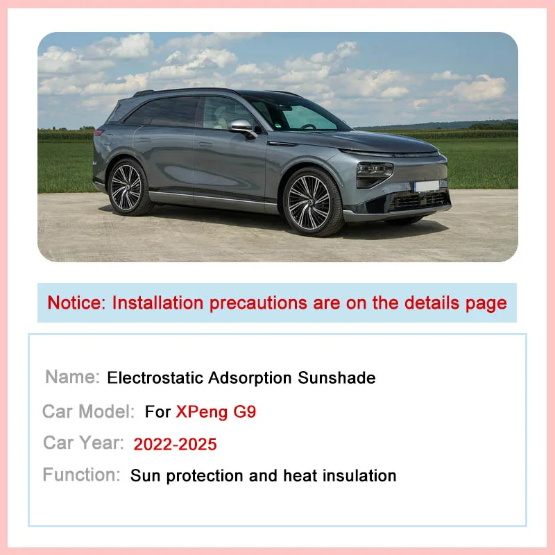 

Sunroof For XPeng G9 2022 2023 2024 2025 Car Roof Sun Shade Accessories Electrostatic Adsorption Sunroof Sunshade Skylight Parts