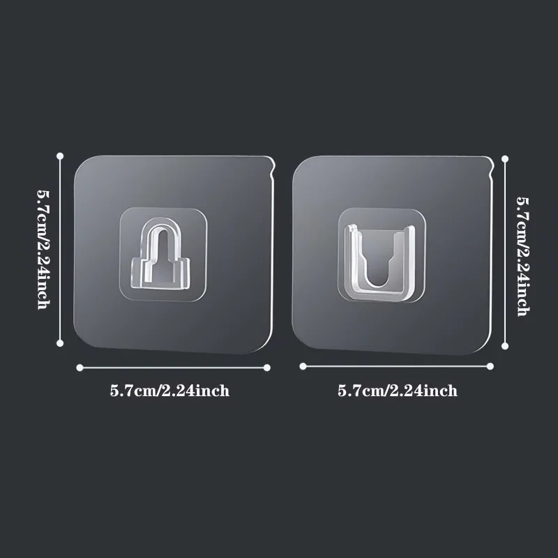 6/10/20 Sets of Multifunctional Thickened Strong Adhesive Wall Hooks, Space-Saving, Sturdy and Durable, for Organizing Sockets and Storage Shelves, Traceless and No-Drill Design