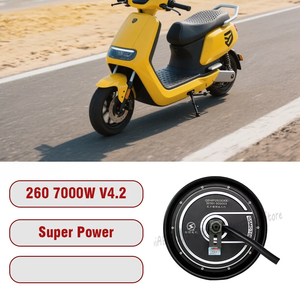 QSMOTOR 10inch 7000W V4.2 Racing Hub Motor 72V 106kph IP67 Waterproof CE Certified for Electric Motorcycle Upgrade