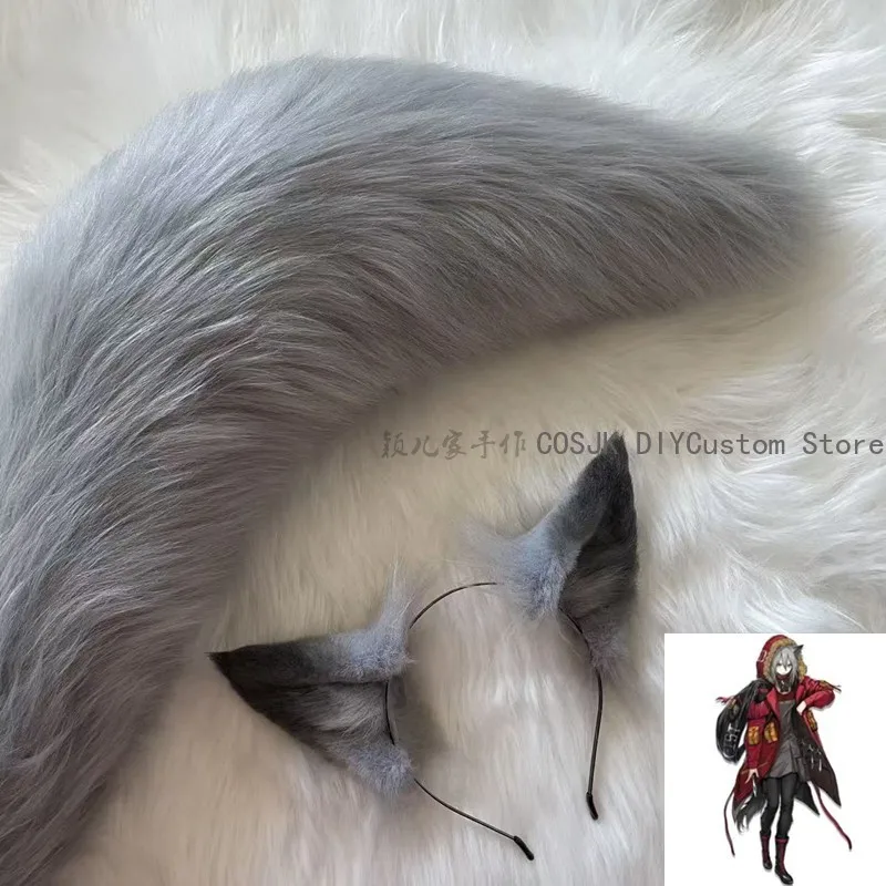 Ручная работа: пушистые волчьи уши и хвост для косплея по игре Arknights Projekt Red, аксессуары для Хэллоуина в стиле аниме.