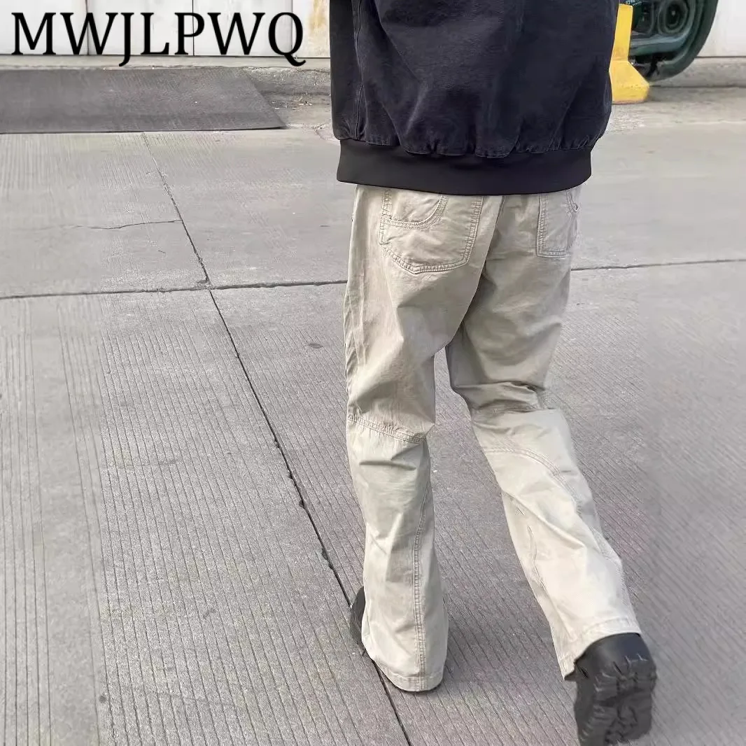

MWJLPWQ Американские уличные базовые однотонные брюки-карго для мужчин, весна 202, осень, трендовые свободные повседневные брюки с карманами 11952