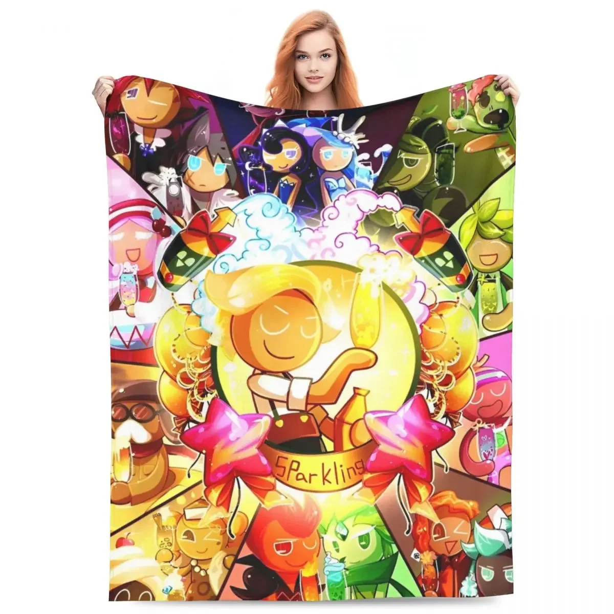 

Game Stardust Cookie Cartoon Flannel Throw Blankets Cookie Run Kingdom Blanket for Sofa Office Lightweight Thin Bedding Throws