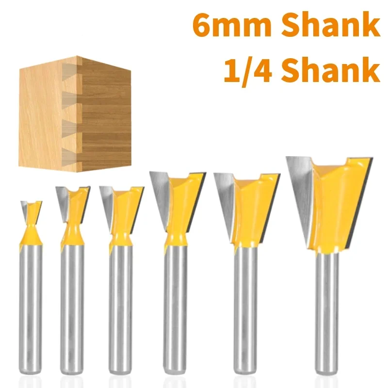 6MM 6.35MM Shank 14 Degree Dovetail Router Bit Tungsten Carbide Woodworking Milling Cutter for Wood Engraving Slotting Tool