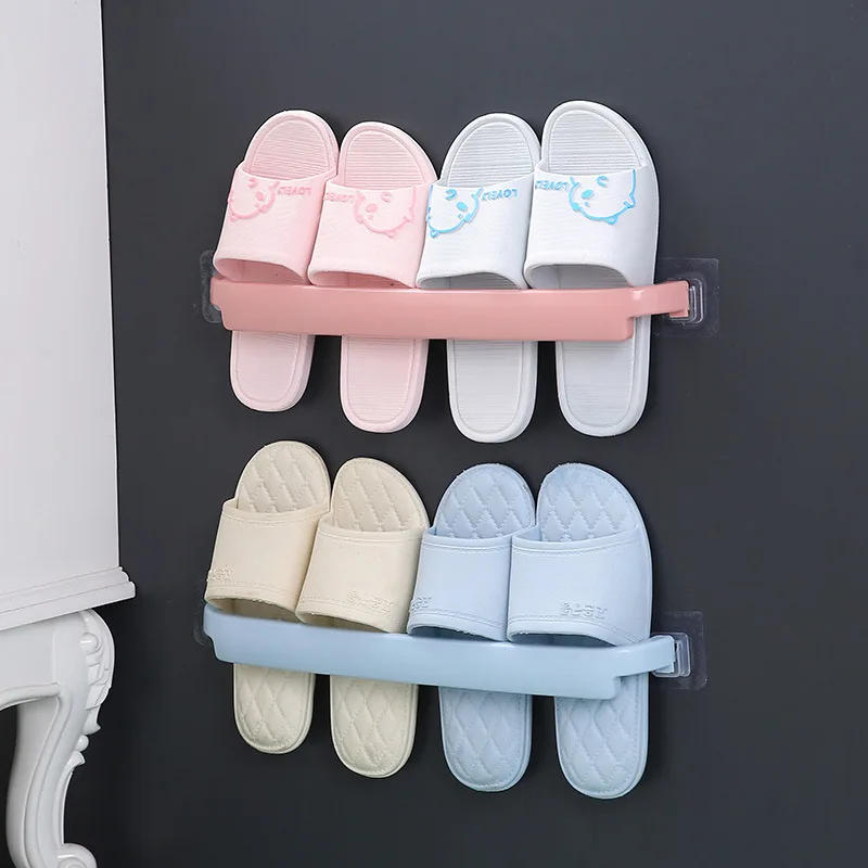 1/3/6 pcs Extended Towel Rack Wall-Mounted Slipper Holder Bathroom Organizer With Multiple Storage Options Bathroom Accessories