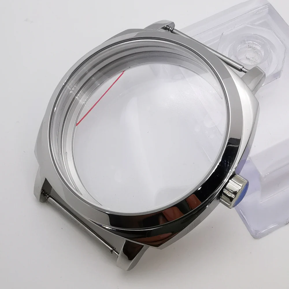 

42mm polished watch case sapphire glass fit ETA6498 6497 ST36 manual movement