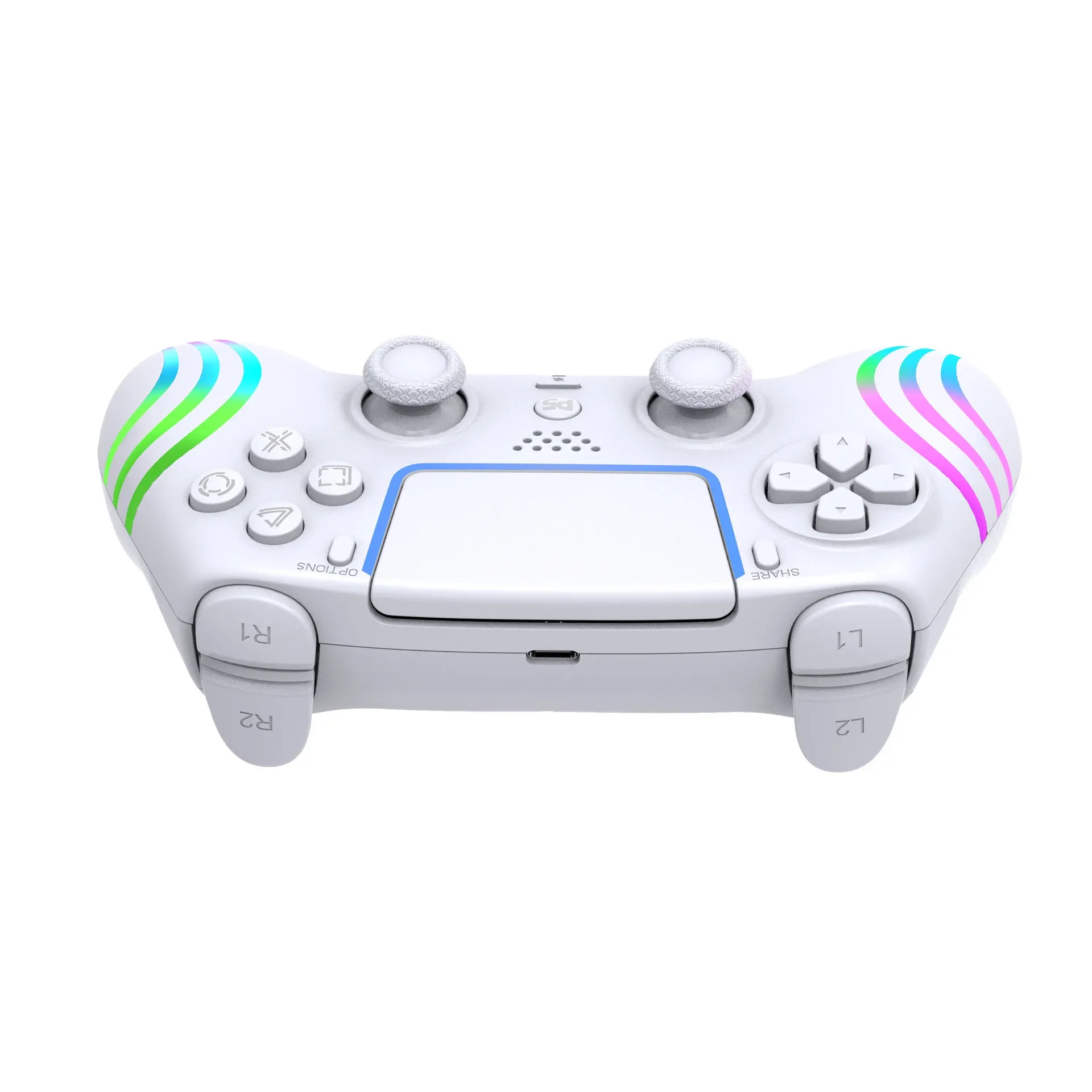 متوفر مع وحدة تحكم الألعاب اللاسلكية Rgb Light Blue-tooth، لوحة ألعاب مزدوجة الاهتزاز لعصا التحكم Ps5