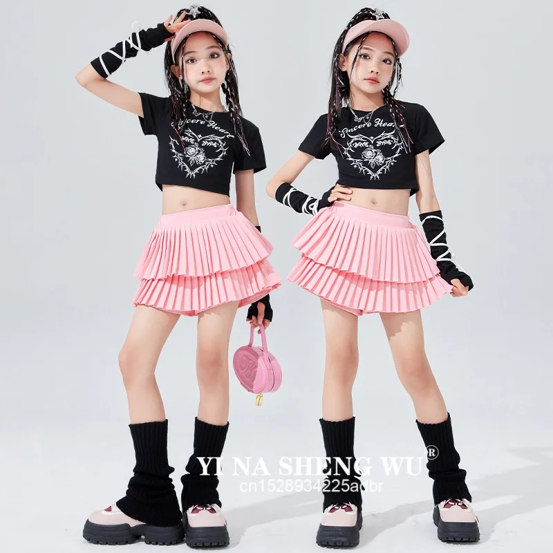 Meisjes Jazzdans Outfit Kinderen Hip Hop Street Dance Trendy Kleding Zomer Drum Prestaties Kostuum Kids Modeshow Jurk