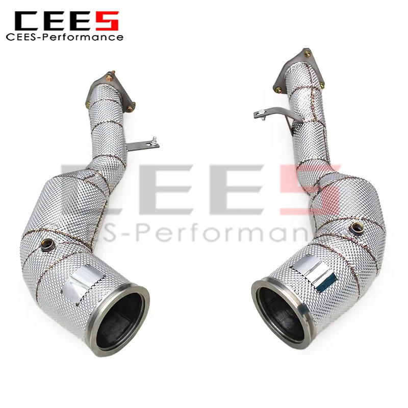 CEES Turbo Downpipe Exhaust for Porsche Macan Turbo/GTS 2.9T 2020-2024 SS304 Straight Through Pipe with Heat Shield Sport Header