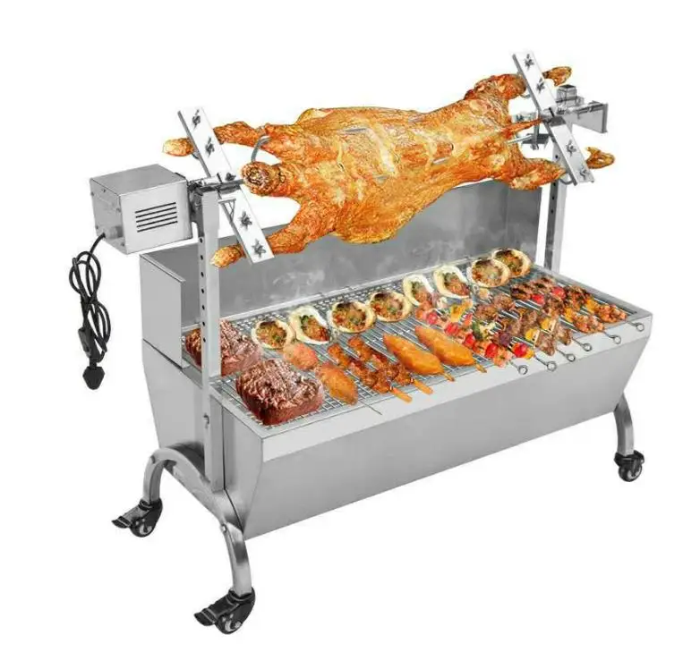 Máquina de barbacoa eléctrica, parrilla de barbacoa, Bbq-7, cordero entero asado o cerdo succionado asado para carnaval, Camping y fiesta, acero inoxidable