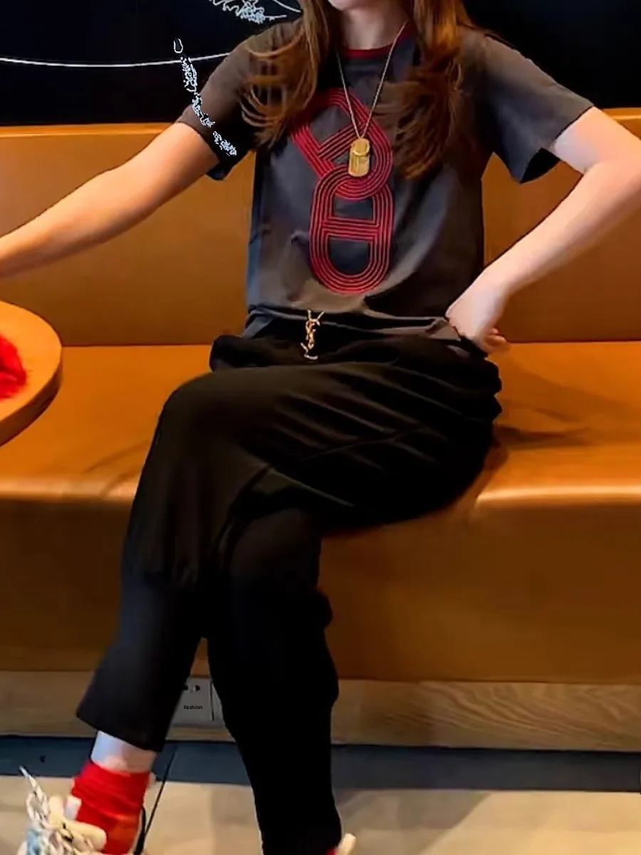 summer-2025-new-sle-women's-casual-spor-loose-fit-round-ne-ort-sve-two-piece-set-cotton-comfortable-slimming-effect