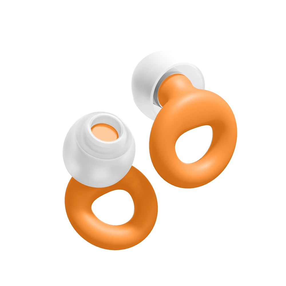 Noise Isolation Ear Guards Pack 2 Pairs Silicone Earplugs Attached Silicone Lanyard Portable Waterproof Ear Plugs for Camping Co